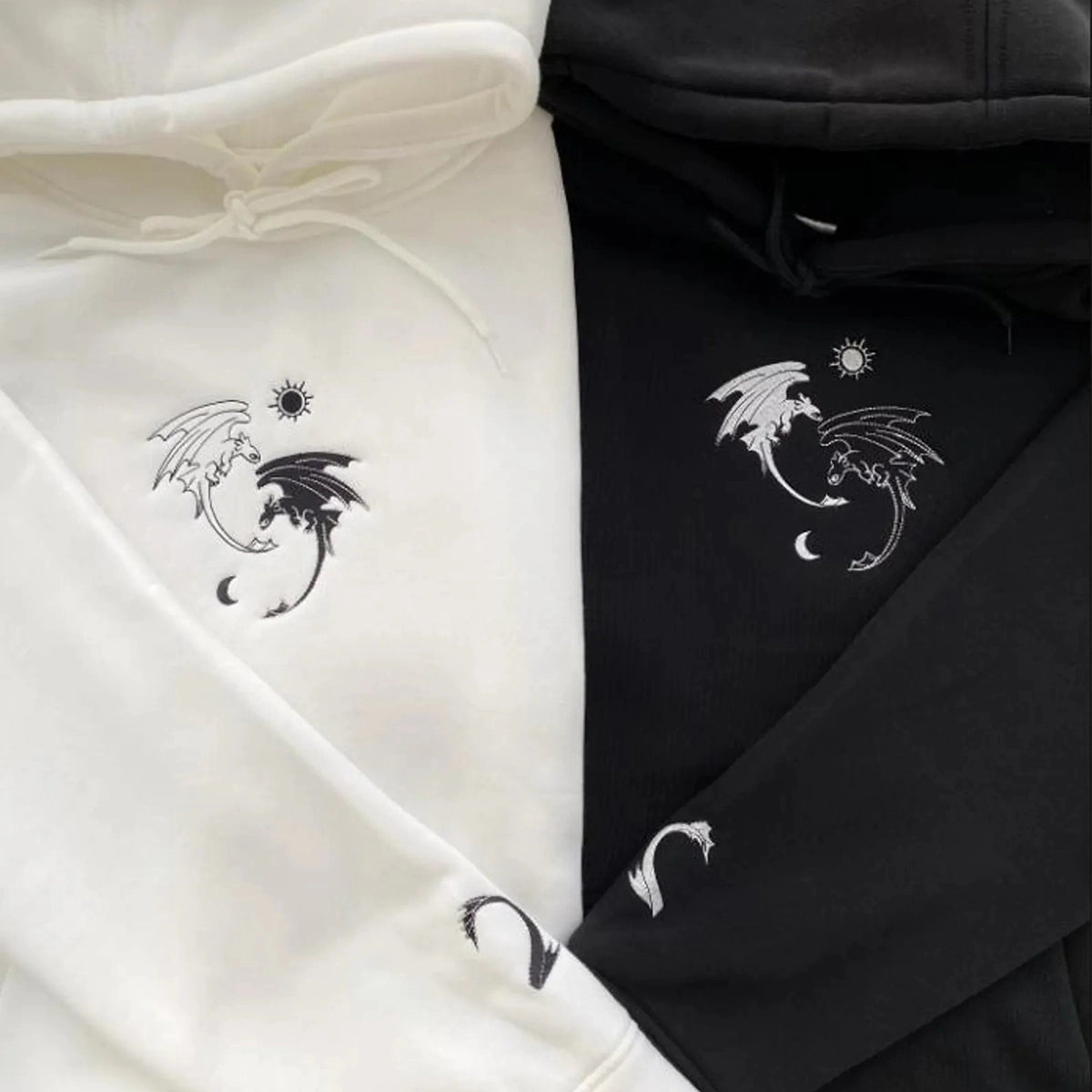 Night Fury and Light Fury embroidered hoodie