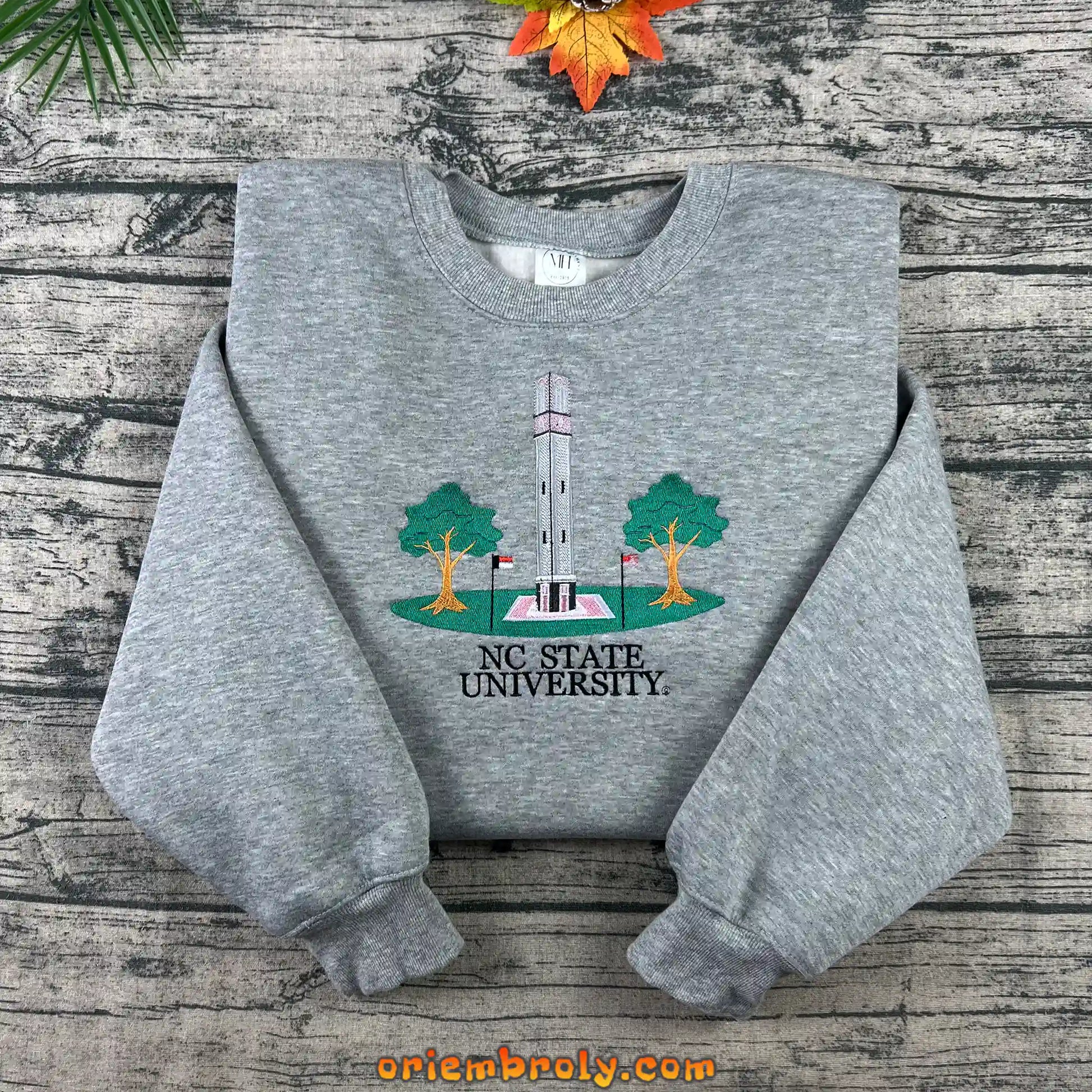 NC State college crewneck with clean embroidery