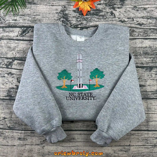 NC State college crewneck with clean embroidery