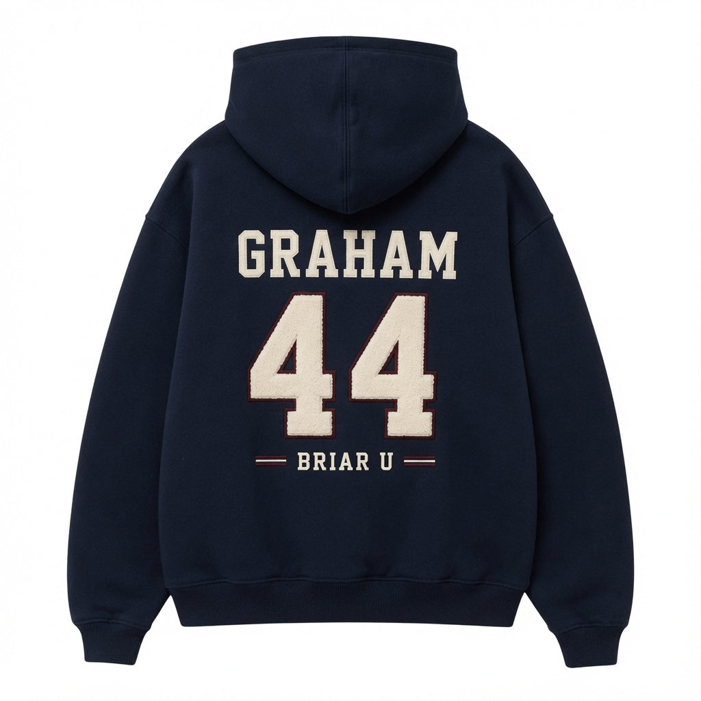 Off Campus embroidered hoodie inspired by Briar U hockey