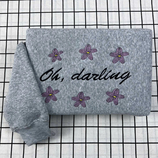Oh, Darling embroidered sweatshirt, romantasy bookish crewneck inspired by Powerless. Perfect book merch for Lauren Roberts fans.