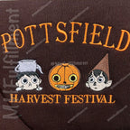 Embroidered Pottsfield Harvest Festival Sweatshirt - Gothic Halloween Pumpkin Skeleton Crewneck