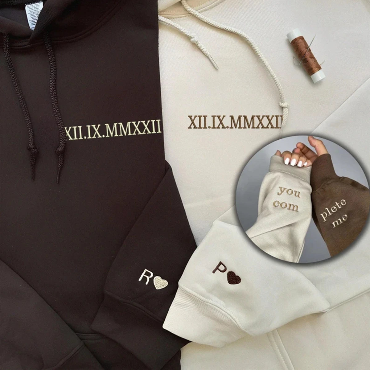 Oversized hoodie with custom embroidered Roman numerals for a relaxed fit.
