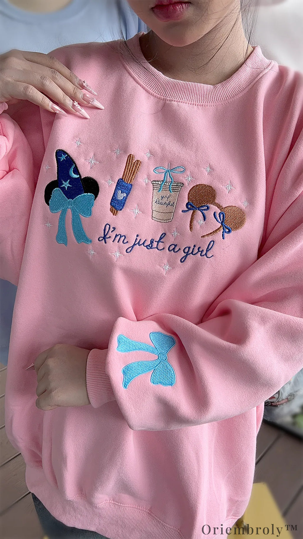theme park outfit embroidered hoodie flat lay