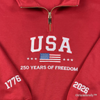 patriotic quarter zip sweatshirt USA embroidered pullover