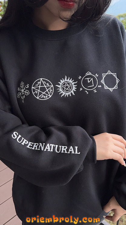 Pentagram emblem Supernatural crewneck