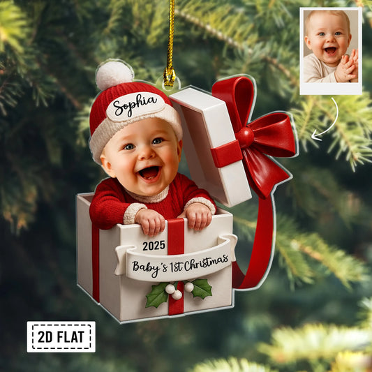 Personalized baby photo Christmas acrylic ornament