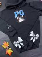 Personalized cat face embroidered sweatshirt with pet name, ideal gift for cat moms