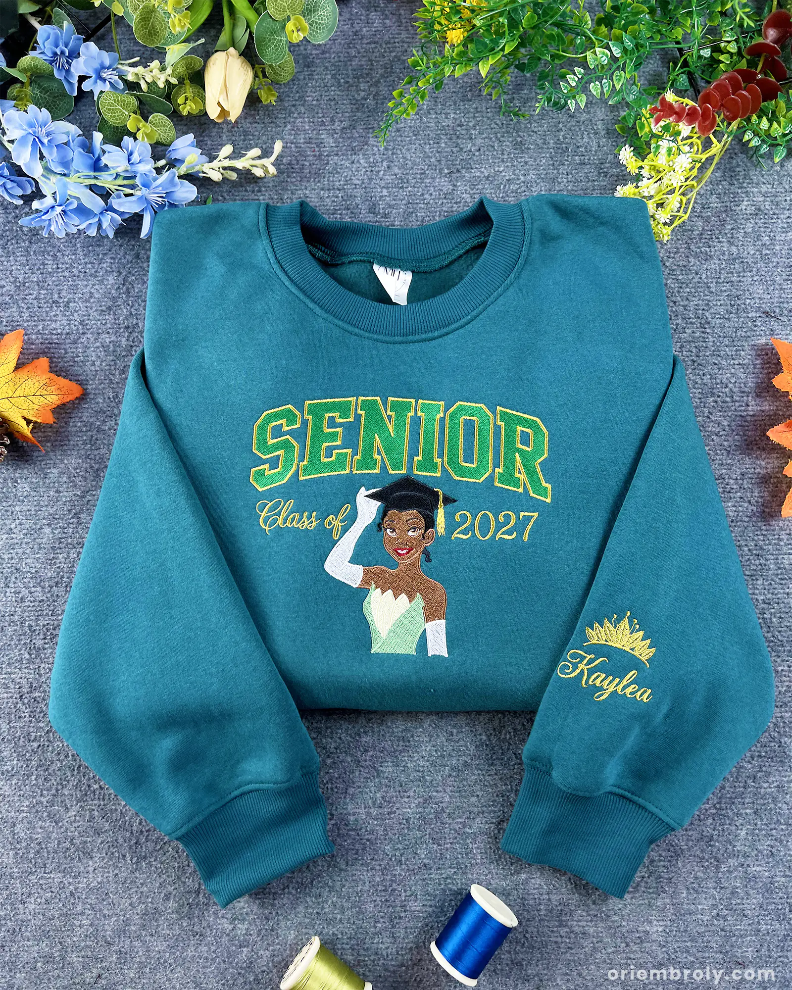 Personalized Class of 2027 senior embroidered crewneck sweatshirt