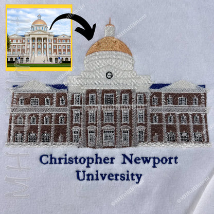 Detail shot of embroidery design based on customer's university photo
