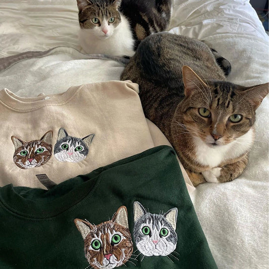 Personalized cats embroidered hoodie with custom pet name