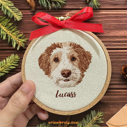 Personalized dog, cat ornament with embroidery detail