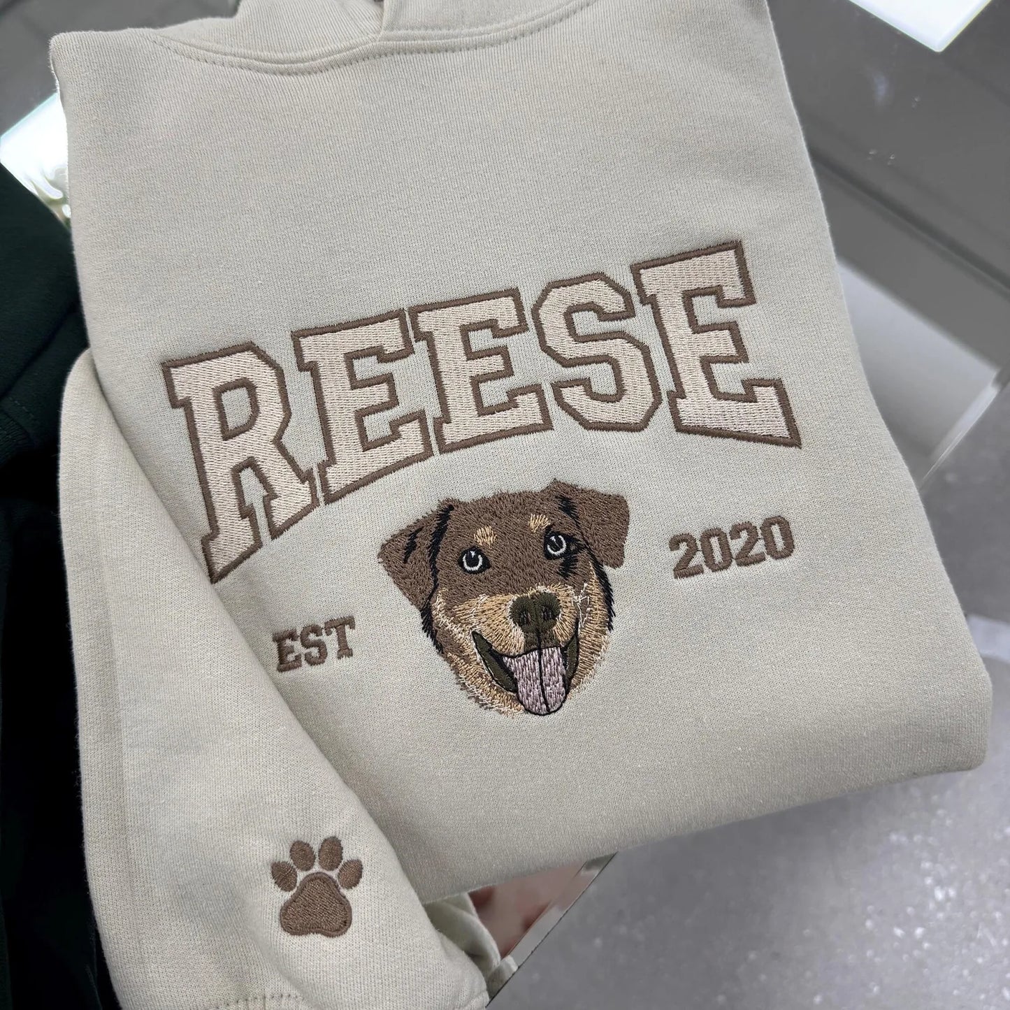 Personalized dog embroidered hoodie with custom pet name