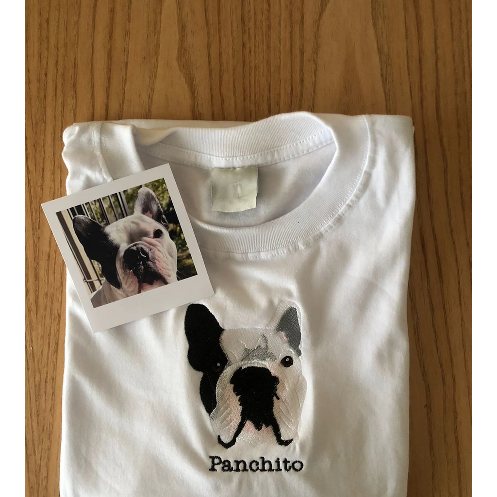 Personalized dog face embroidered sweatshirt with custom name hoodie