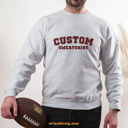 Minimalist custom name embroidery on unisex sweatshirt