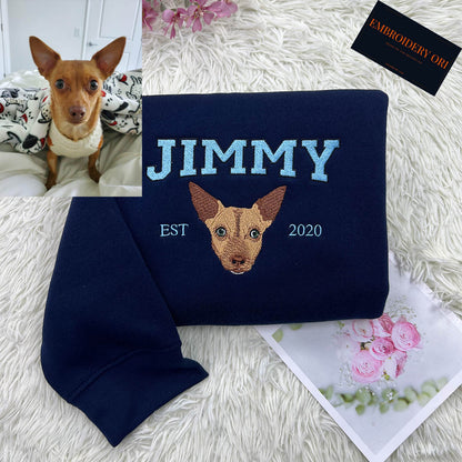 custom embroidered pet portrait sweatshirt