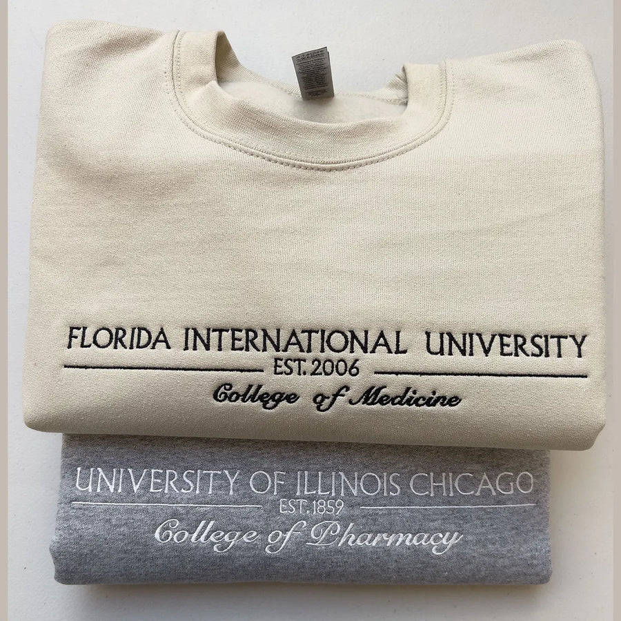 School Name EST and Major Embroidery Sweatshirt