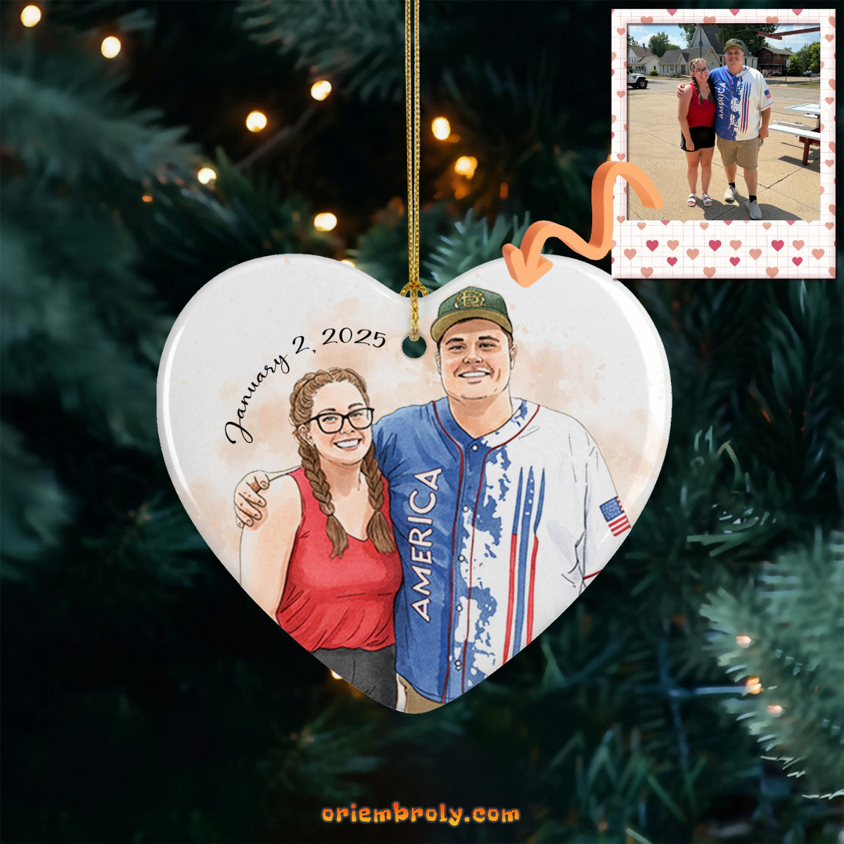 Custom pet watercolor Christmas ornament