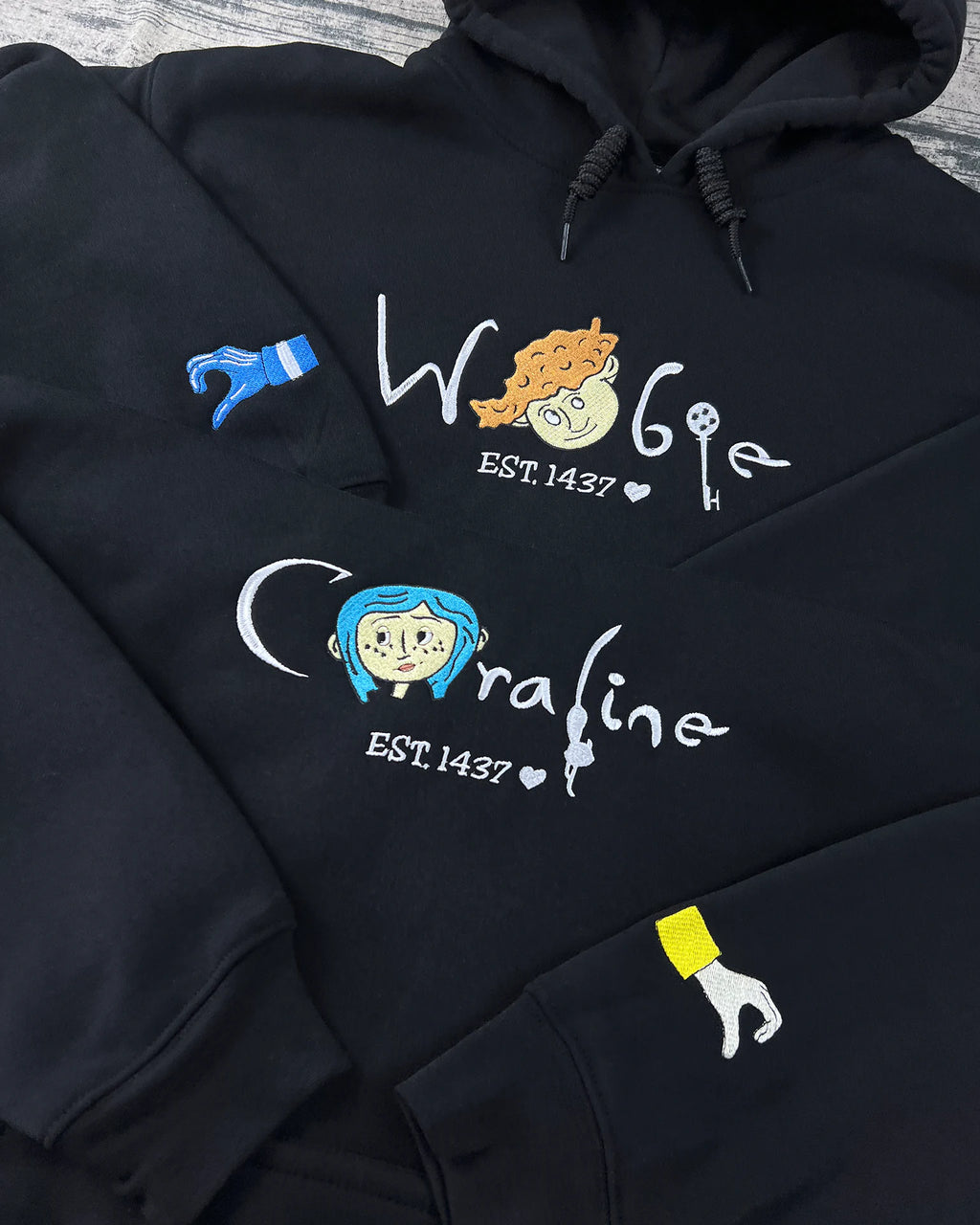 Personalized Wolfie & Coraline sweatshirt – custom character hoodie, perfect fan gift merch