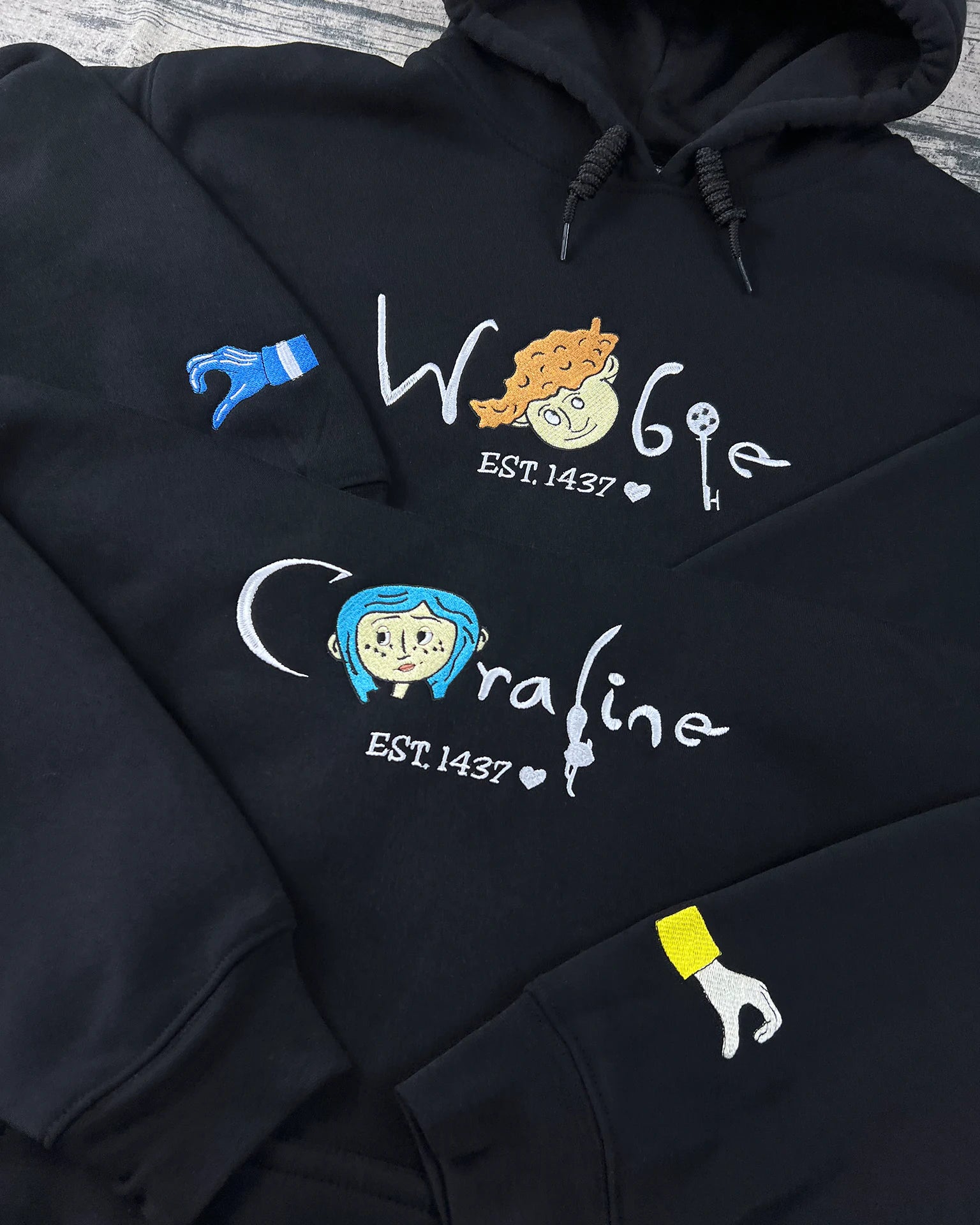 Personalized Wolfie & Coraline sweatshirt – custom character hoodie, perfect fan gift merch