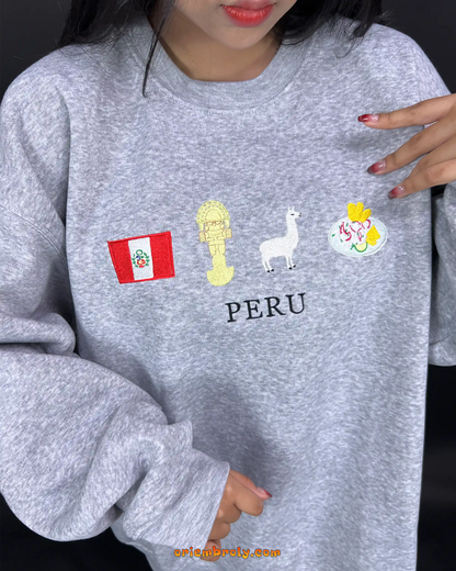 Peru travel souvenir sweatshirt with detailed embroidery