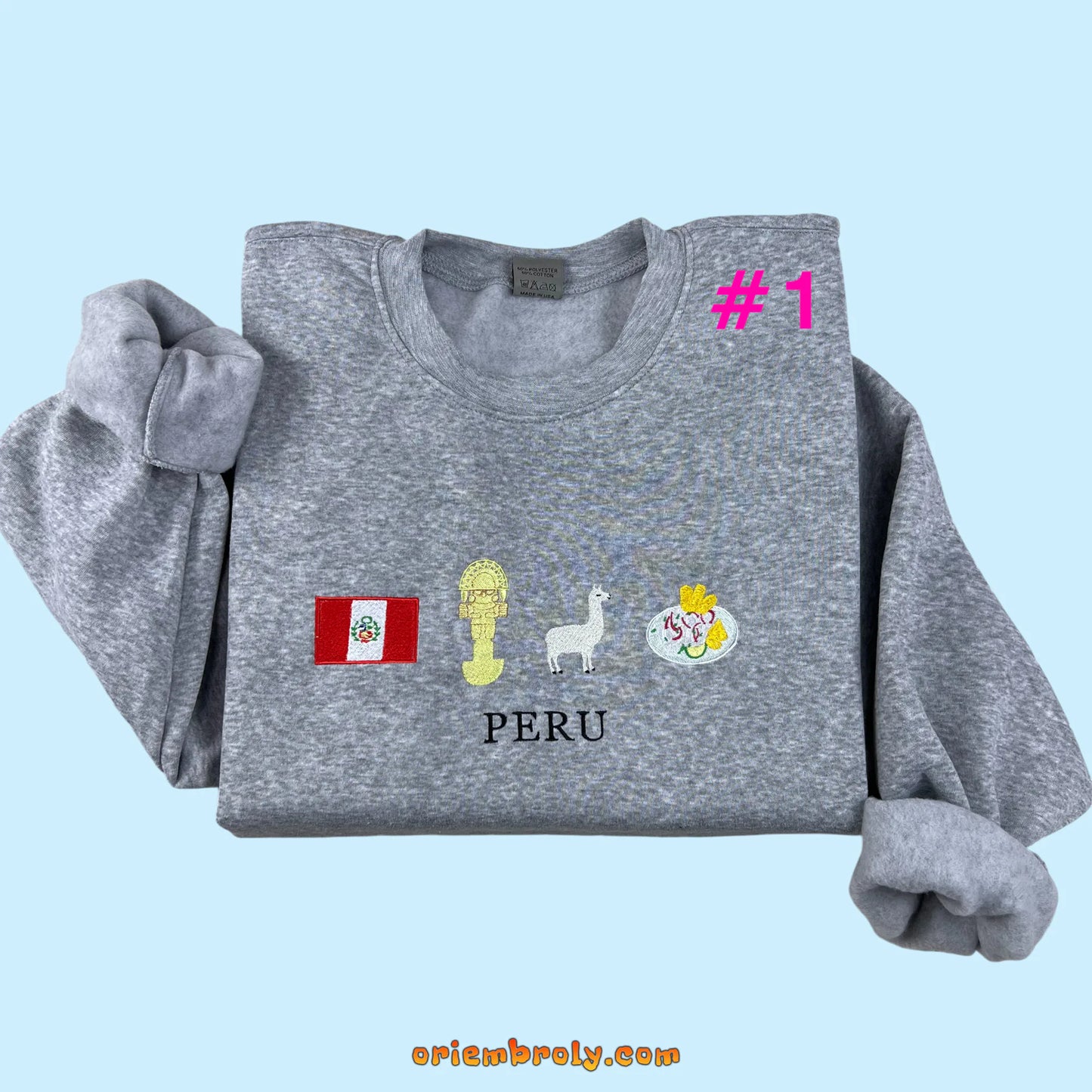 Peru sweatshirt featuring Machu Picchu and alpaca embroidery