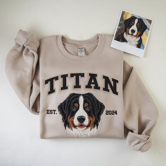 Custom Pet Embroidered Sweatshirt | Personalized Dog & Cat Crewneck | Pet Lover Gift