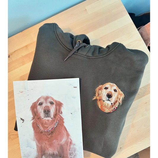 Pet face embroidered sweatshirt with custom dog design