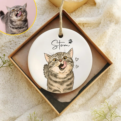 Pet remembrance ornament with soft watercolor style