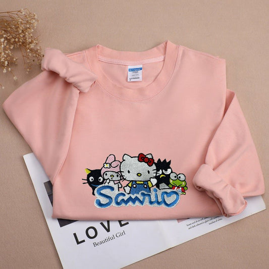 Mental Health Matters Kitty Friends Embroidered Crewneck Sweatshirt