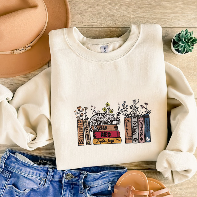 Trendy Aesthetic For Book Lovers Swifties Album Embroidered Shirt