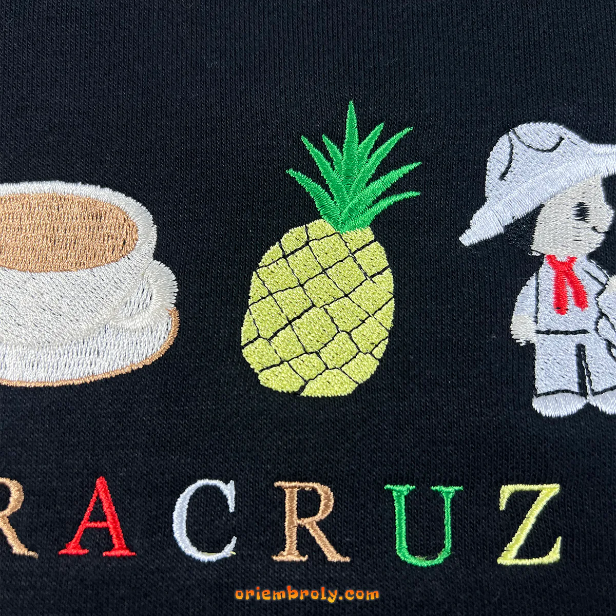 Crab and pineapple embroidered crewneck Mexico souvenir