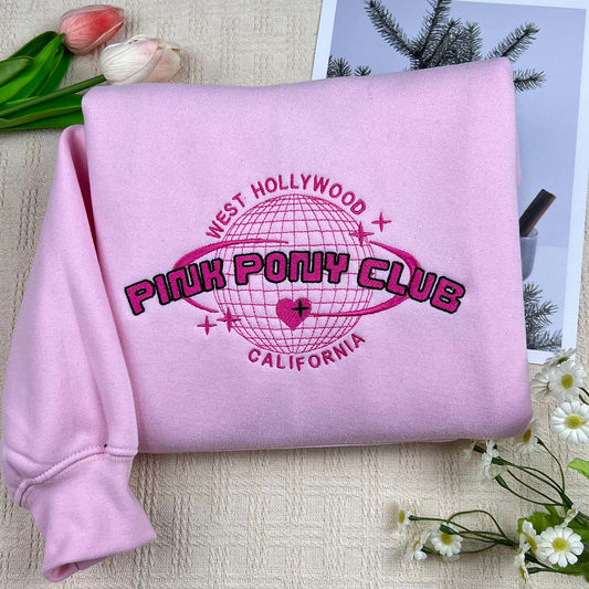  Custom Embroidered Pink Pony Club Hoodie | Sweatshirt