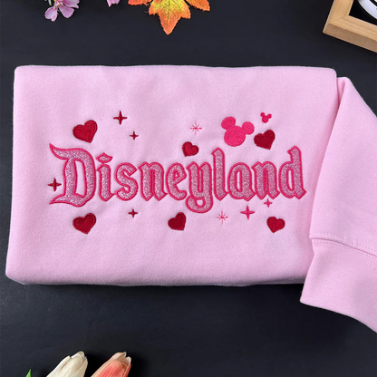 Pink theme park glitter embroidered sweatshirt