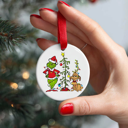Plastic coated Grinch tree ornament funny gift
