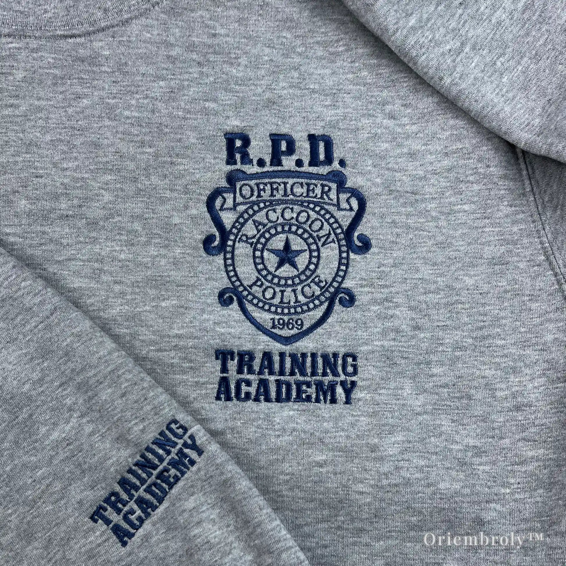 detailed police crest embroidery satin stitch texture