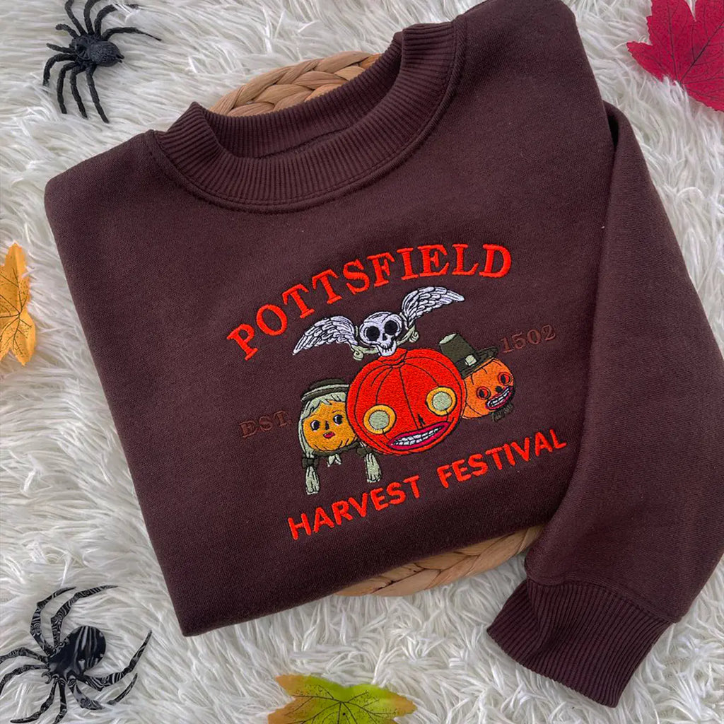 Spooky season embroidered sweatshirt with pumpkin