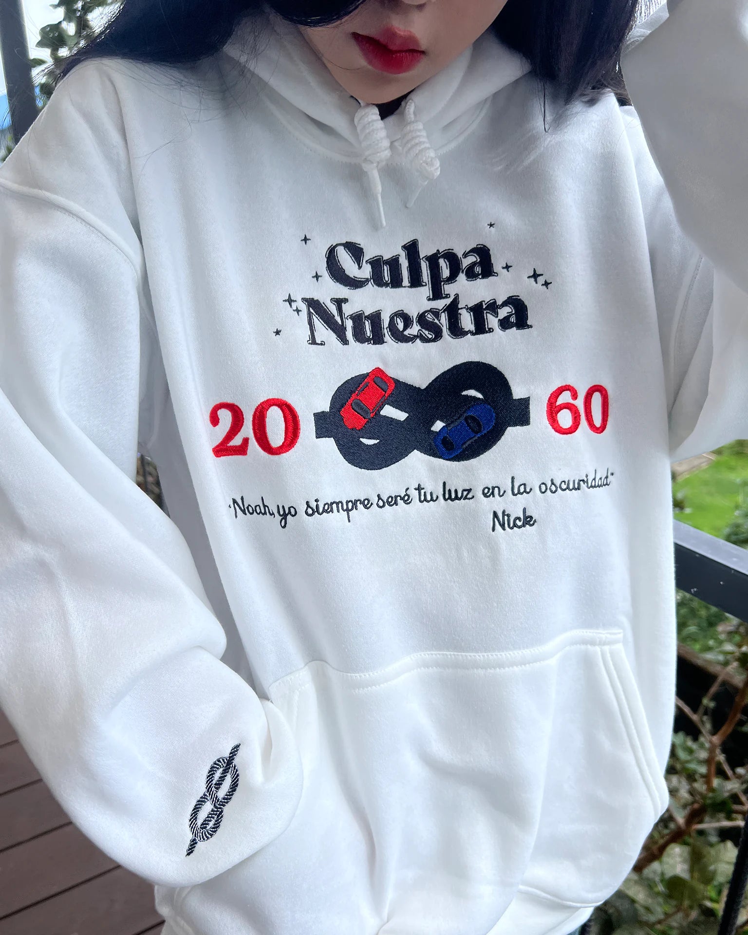 Premium embroidered Culpa Nuestra 2060 streetwear hoodie