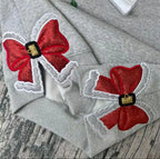 Preppy holiday bow sweatshirt for women – cozy Christmas shirt gift