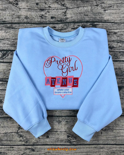 SC inspired cozy embroidered crewneck sweater