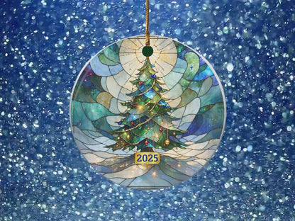 Wooden Christmas Ornament 2025 – Plastic Cover Holiday Tree Decoration