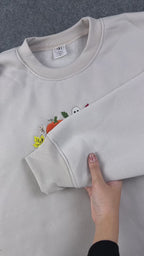 Cozy Season Embroidered Sweatshirt – Autumn Coffee & Pumpkin Fleece Crewneck, Cozy Fall Unisex Pullover
