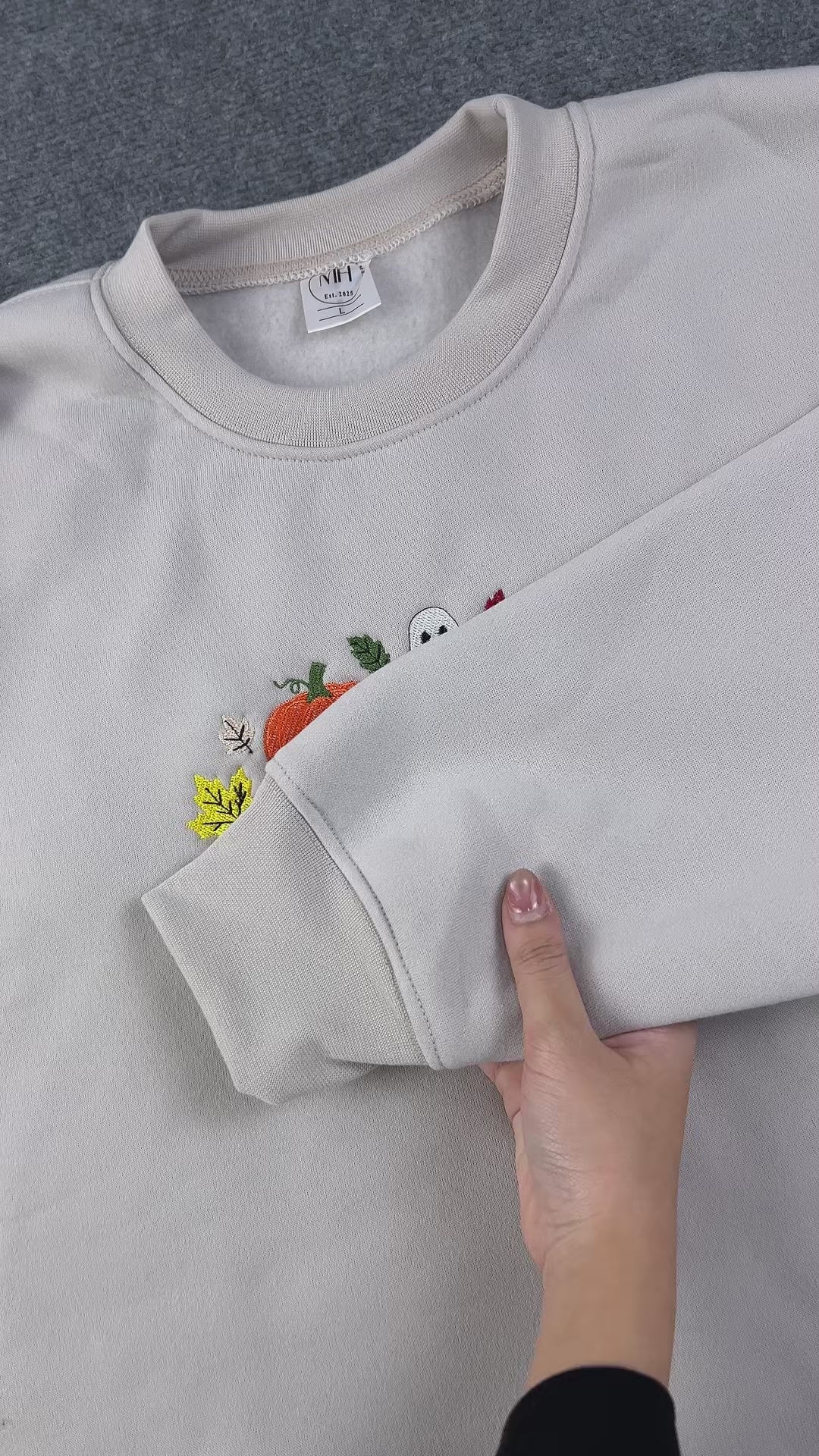 Cozy Season Embroidered Sweatshirt – Autumn Coffee & Pumpkin Fleece Crewneck, Cozy Fall Unisex Pullover