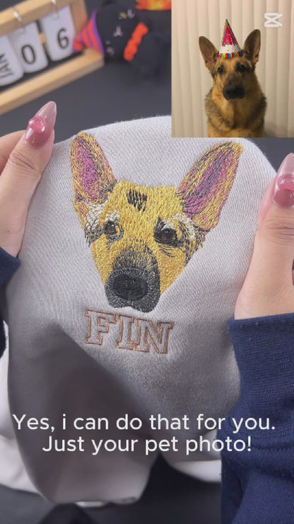 Custom Embroidered Pet Portrait Sweatshirt