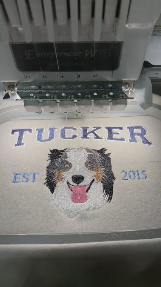 custom embroidered pet portrait sweatshirt tucker