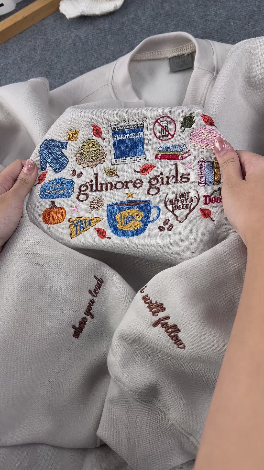 Cozy Autumn Embroidered Sweatshirt – Coffee Book Lover Crewneck, Vintage Fall Fleece Pullover