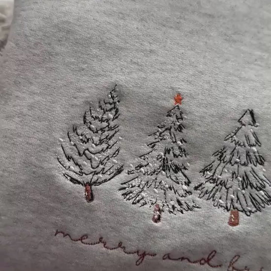 Festive sweatshirt with 4 embroidered Christmas trees