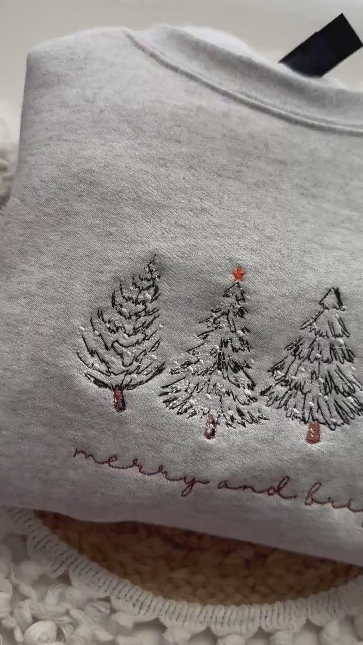 Festive sweatshirt with 4 embroidered Christmas trees
