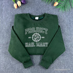 Forest green Project Hail Mary embroidered sweatshirt with minimalist book-inspired design