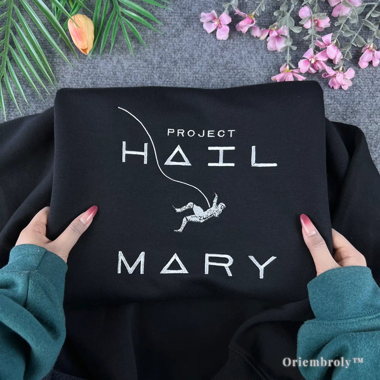 Official-style Project Hail Mary merch: Sci-fi book inspired embroidered sweater in classic black